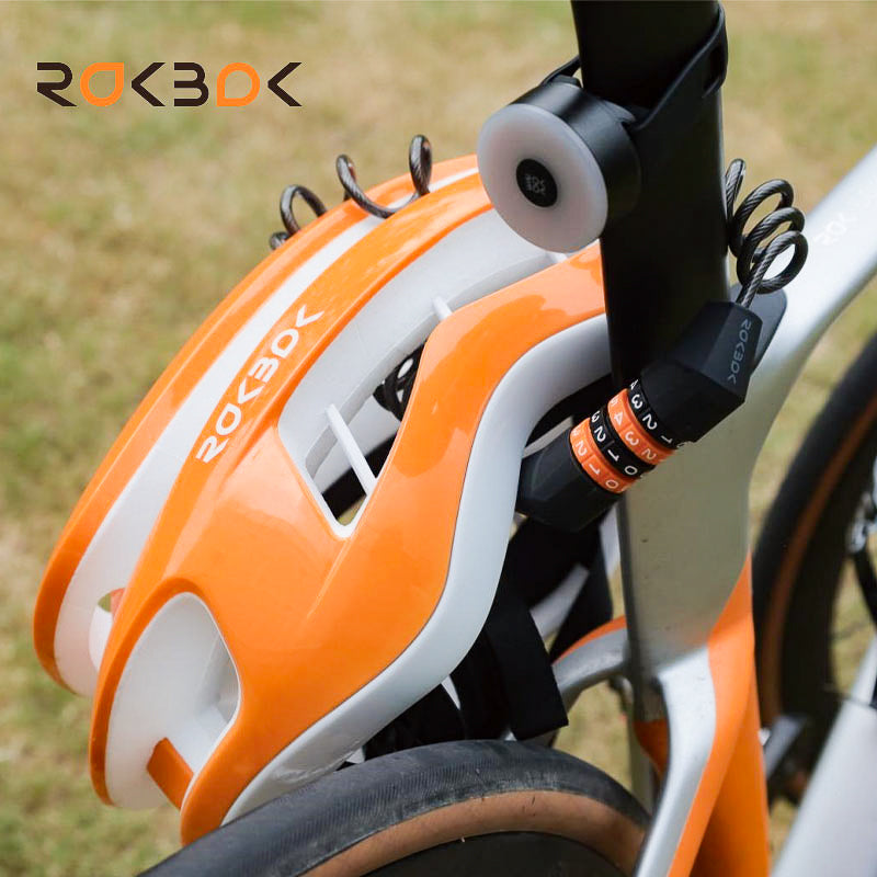 Bicycle Helmet Lock with Rubber Paint Finish Long Zinc Alloy - Black and Orange